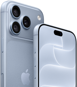 iPhone 18 Pro, glacier, front and back view showing Ceramic Shield, triple camera system